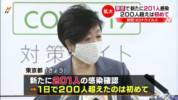東京で新たに201人の新型コロナ感染
