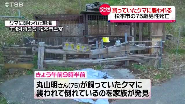 松本市五常で丸山明さんが20年飼っていたクマに襲われ死亡 クマは猟友会が射殺