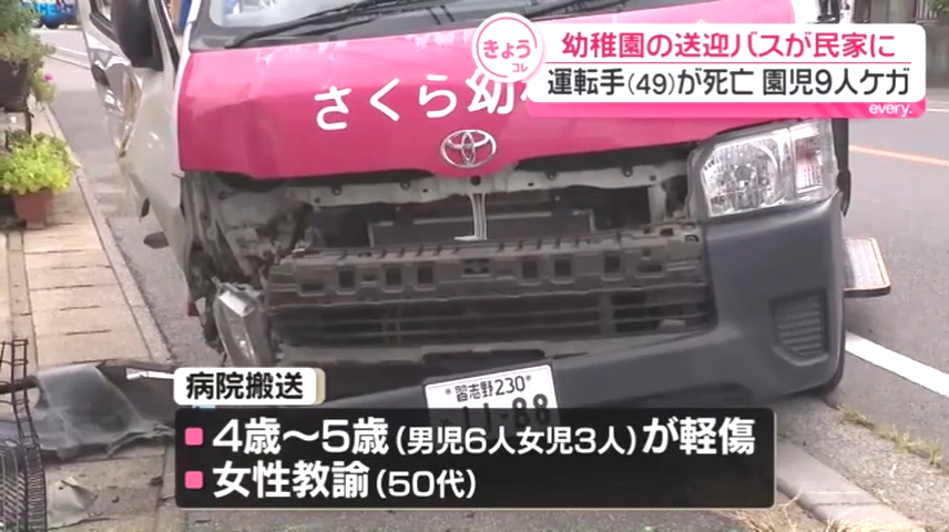 事故を起こしたバスは「鎌ケ谷さくら幼稚園」の送迎バス