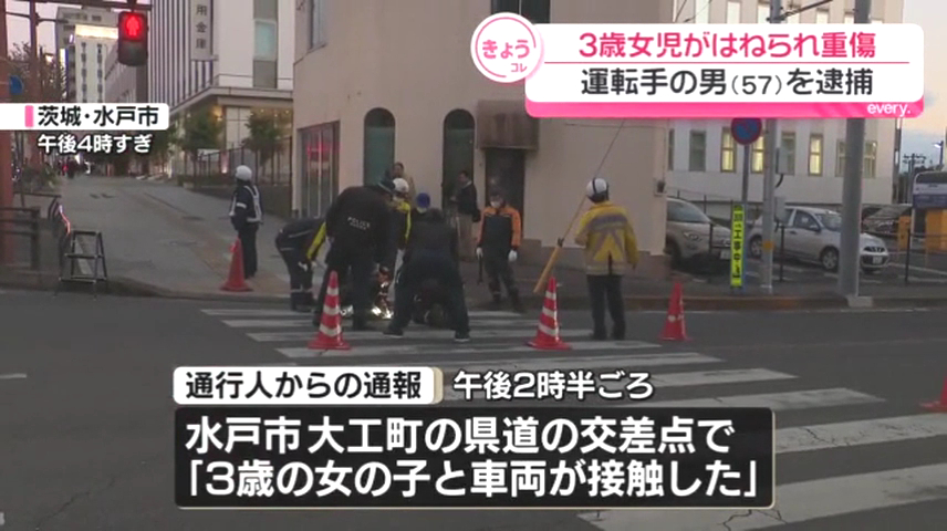 現場は水戸市大工町1丁目の交差点