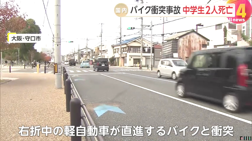 守口市東光町2丁目の市道交差点