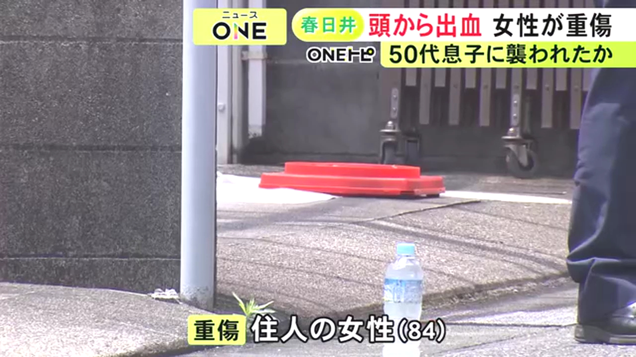 春日井市西本町2丁目の住宅の駐車場で頭から血を流した状態で倒れていた84歳の川口敬子さん 「息子に殴られた」