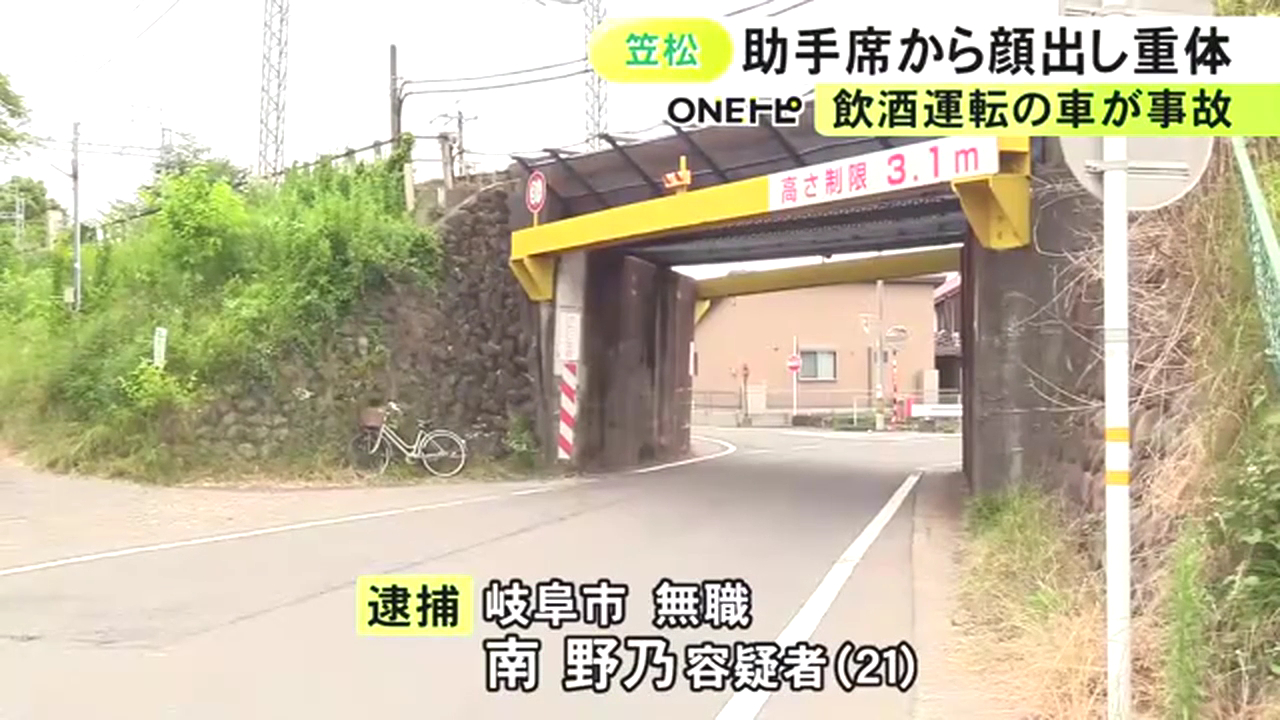 南野乃を飲酒運転で逮捕 名鉄名古屋本線・笠松駅近くの高架下で飲酒運転をし事故 助手席の友人が窓から顔を出しコンクリートにぶつかり意識不明