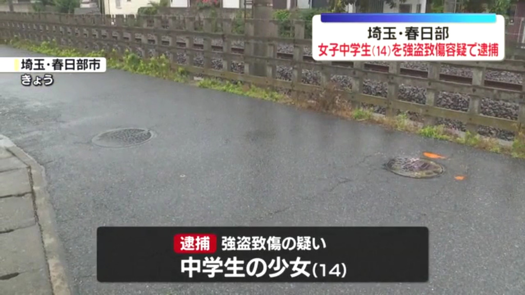 14歳女子中学生を強盗致傷で逮捕 春日部市一ノ割の路上で帰宅途中の60代女性の顔にスプレーを噴射し4万円を盗む